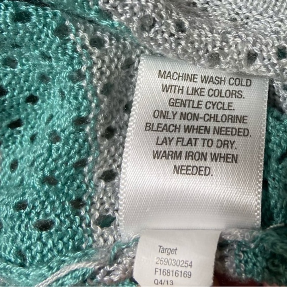 Converse‎ One Star Large Women’s Crochet Knit Striped Sweater Gray Mint - Picture 6 of 10